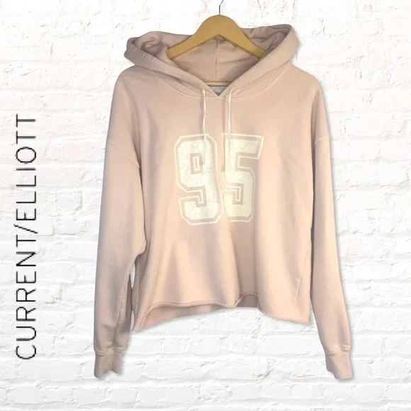 Current/ Elliot #95 Heavyweight Hooded Sweatshirt Beige Blush Size 2 Fits M/L - Picture 10 of 11